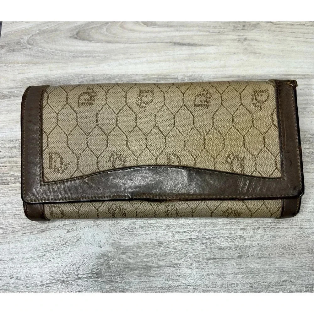 Christian Dior vintage 80s rare honeycomb print wallet. - Picture 3 of 14